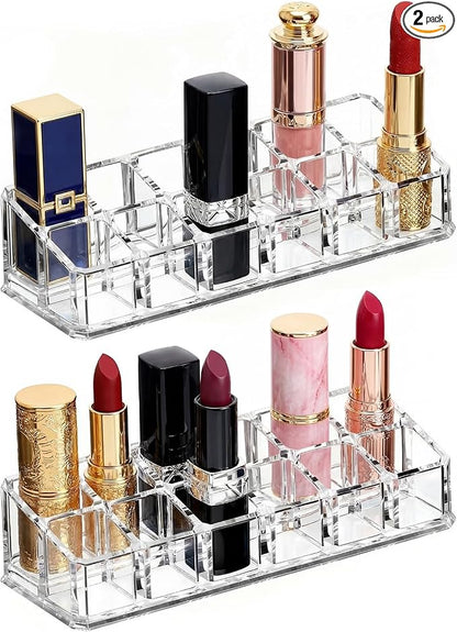 2 Pack 12 Slot Clear Acrylic Lipstick Organizer, Lip Stick Gloss Holder by Unknown