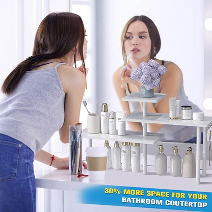 JayRex Bathroom Organizer Countertop Corner Shelf, 3 Tier Moveable Organizer - Image 3