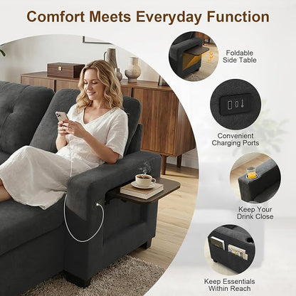 KCGKCG 82" L Shaped Sleeper Sofa Bed, Pull Out Couch Bed - Image 5