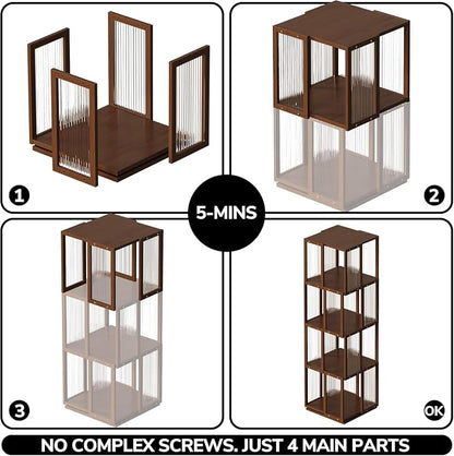 BAMEOS Rotating Bookshelf Tower 4 Tier, 360 Spinning Bookcase - Image 7