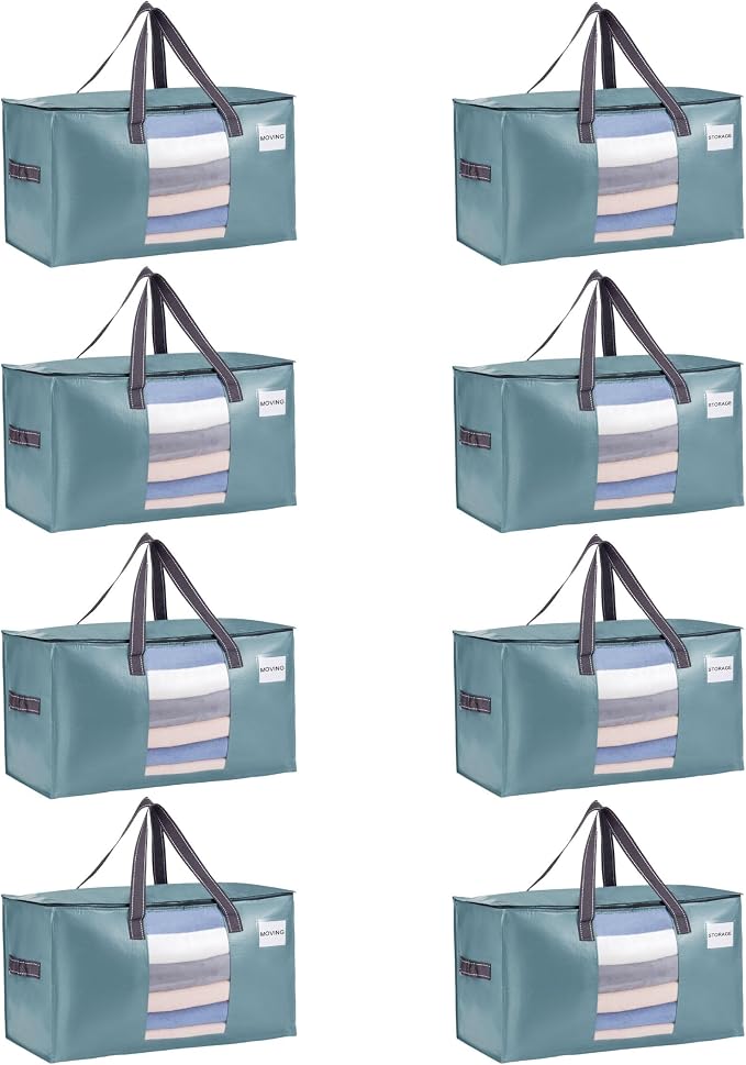 VENO 8 Pack Moving Bags, Comforter and Blanket Storage Bags by Veno