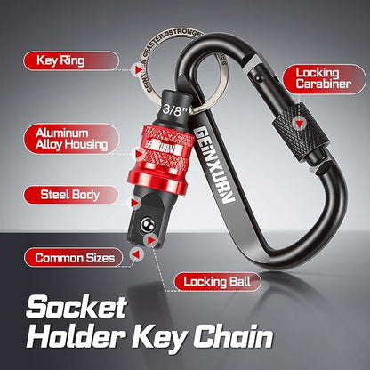 Geinxurn 3Pcs Socket Holder Keychain, 1/4"3/8"1/2" Drive Quick Release & Quick - Image 3