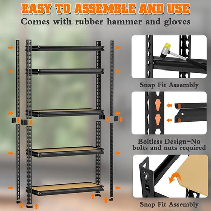 LEVELEVE 5-Tier Heavy Duty Storage Shelving Unit, 2020 lbs Capacity, Adjustable - Image 8
