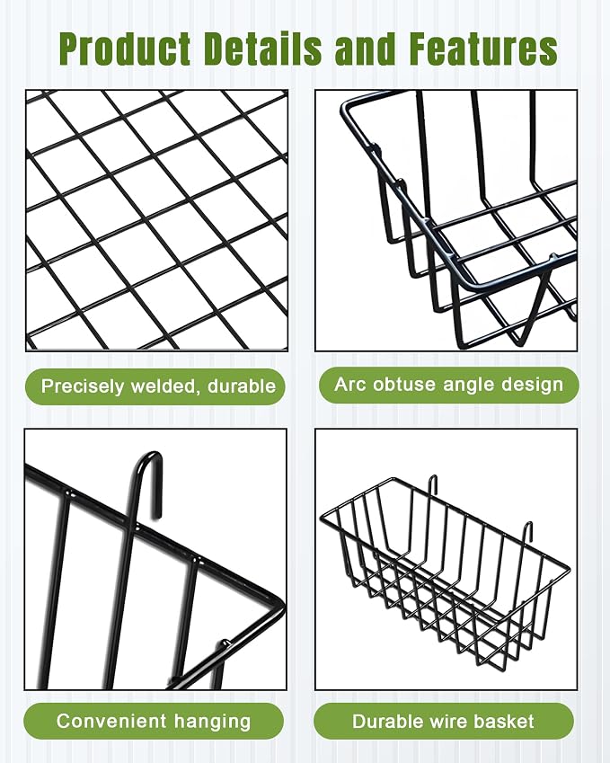 10 PCS Black Wire Baskets, No Drilling, Hanging Wire Basket - Image 3