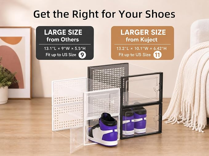Kuject X-Large Shoe Storage Boxes Organizers Clear Plastic Stackable 12 Pack - Image 2