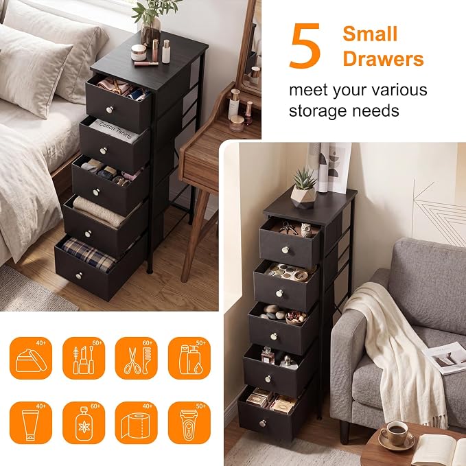 Fixwal Narrow Storage Cabinet, Narrow Nightstand Dresser - Image 5
