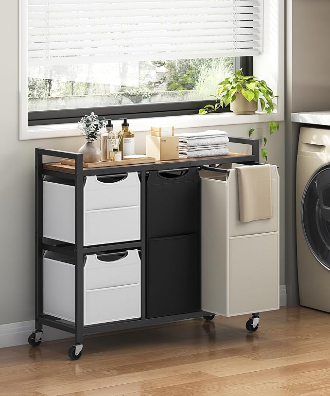 HOOBRO Laundry Sorter with 4 Section, 39 Gal. Laundry Hamper with Wheels - Image 2