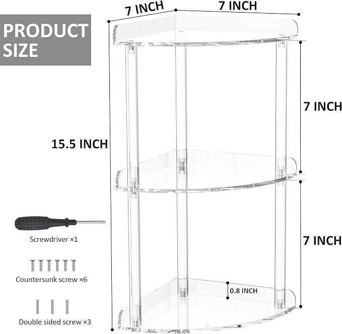 3 Tier Countertop Corner Organizer Shelf 7x7x15.7 Inch, Countertop Acrylic - Image 3