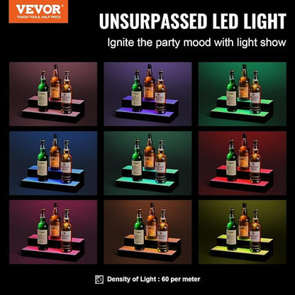 VEVOR LED Lighted Liquor Bottle Display, 2 Tiers 16 Inch Commercial Illuminated - Image 2