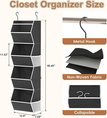 Hanging Closet Organizer Bins for Closet Organization Storage 4 Shelf Black - Image 3