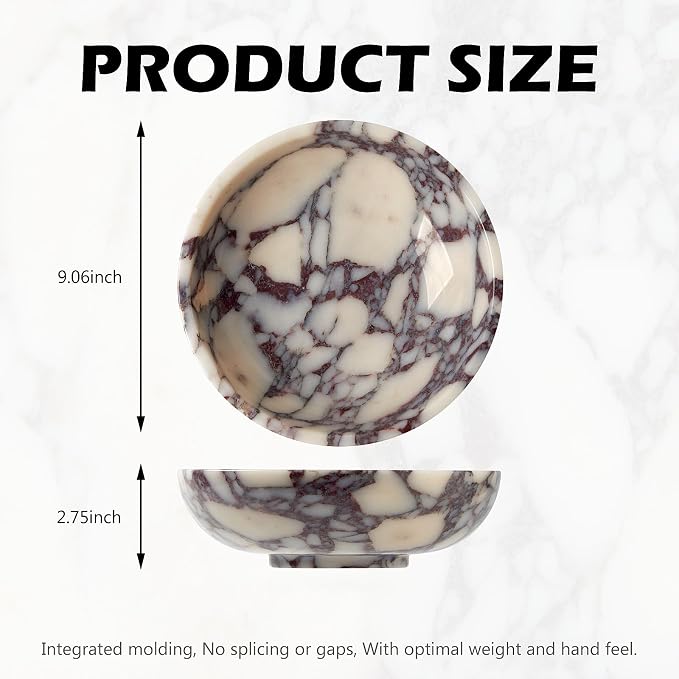 Luxury Natural Marble Fruit Bowl – Extra Large 9-Inch Calacatta Viola Marble - Image 3