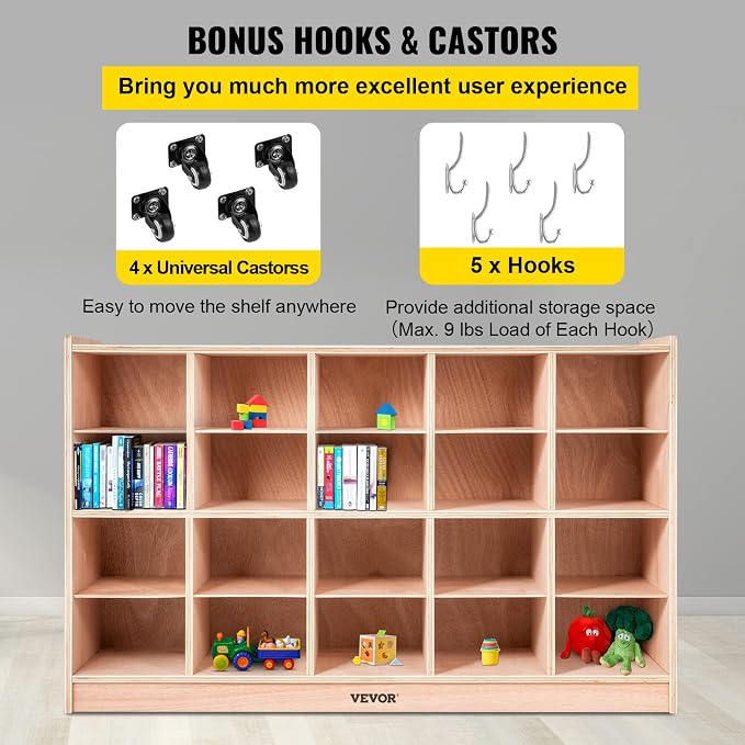 VEVOR Cubby Mobile Tray Storage Cabinet, 20-Compartment Cubby Storage Shelf - Image 6