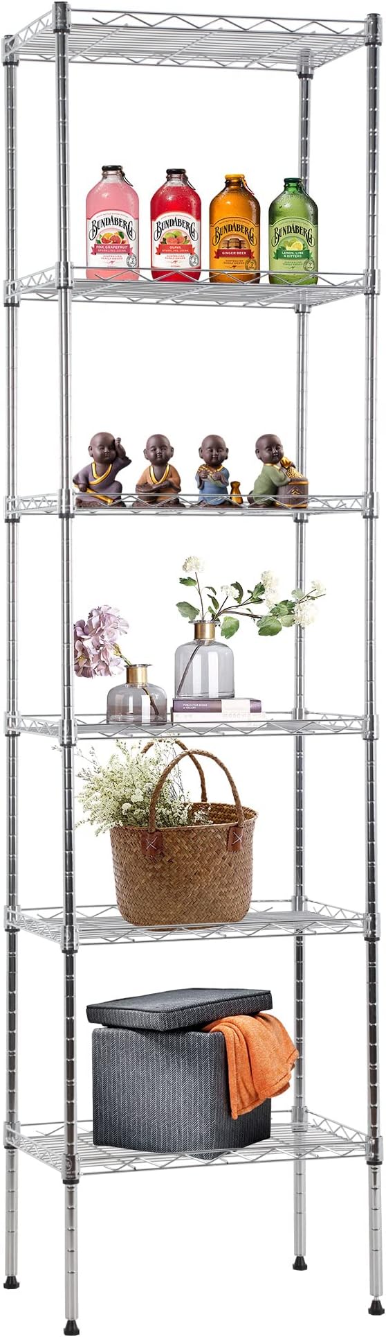 FDW 6 Tier Wire Shelving 17L x 12W x 64H Pantry Shelves Storage Rack Shelving by FDW