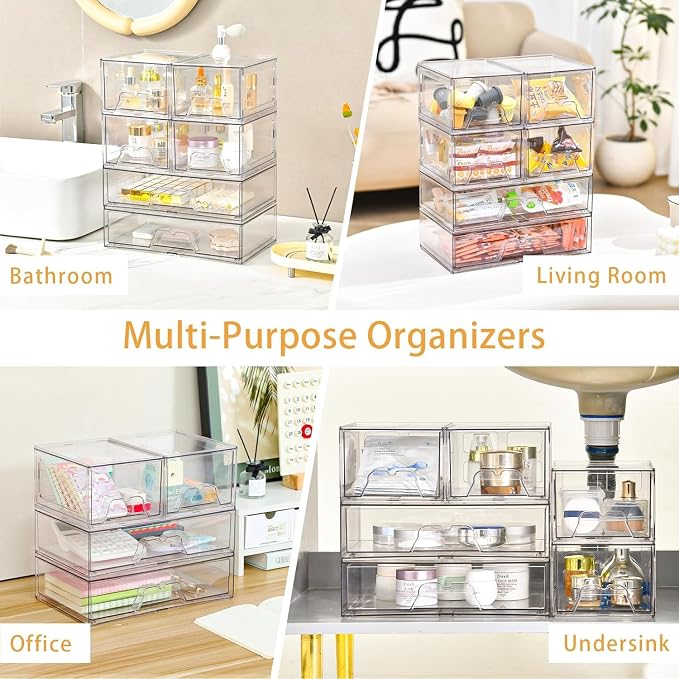 Stackable Makeup Organizer Storage Drawers Set of 6, Pantry Organization - Image 6