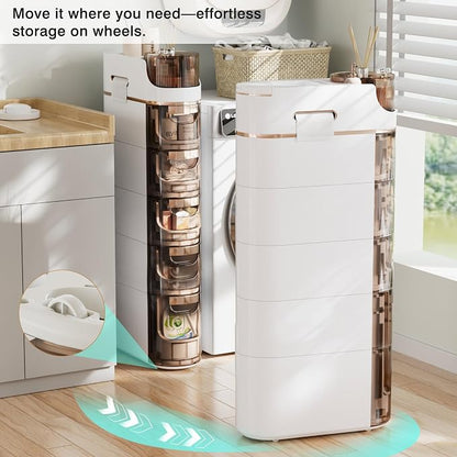 VECELO 5-Tier Slim Bathroom Storage Cabinet - Image 4