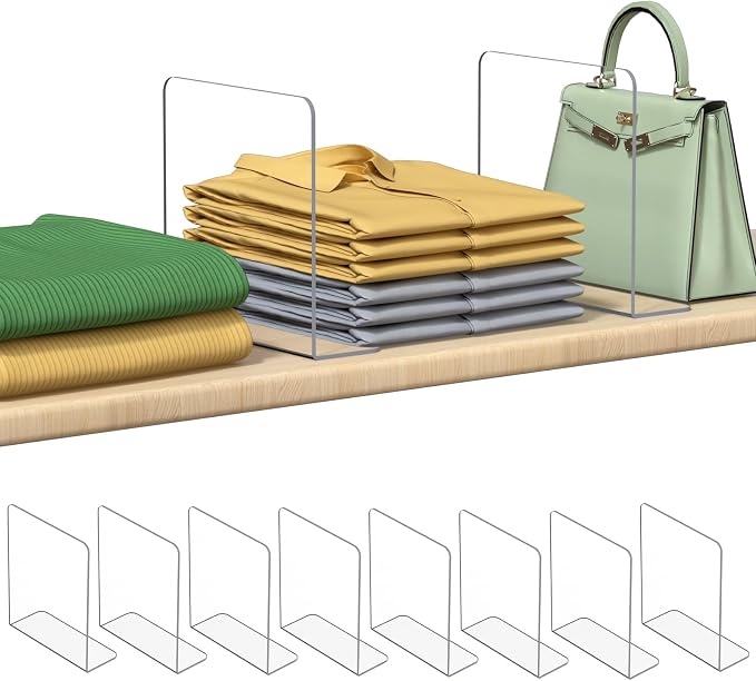 Shelf Dividers for Closet Organization: 8 Pack 10" Tall X 8.4" Deep Acrylic by Unknown