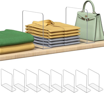 Shelf Dividers for Closet Organization: 8 Pack 10" Tall X 8.4" Deep Acrylic by Unknown