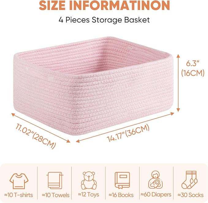 OIAHOMY 4 Pack 14.17*11.02*6.3IN Storage Baskets - Image 2