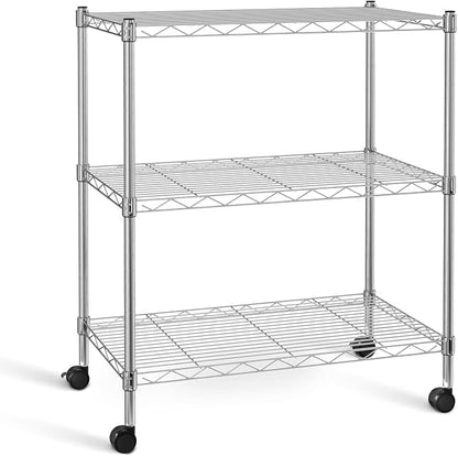 Simple Deluxe Heavy-Duty 3-Tier Rolling Shelving Unit, Adjustable Steel Wire by SimpleDeluxe