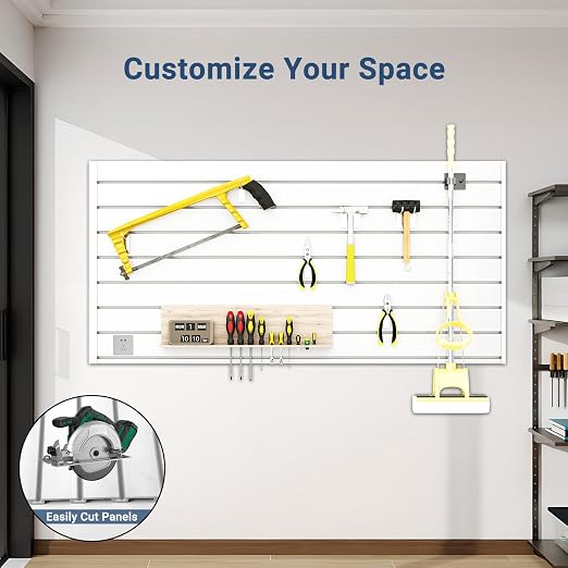 4FT x 2FT Modern White PVC Slatwall Panel, Wall Mounted, 1 Shelf, Garage Storage - Image 7