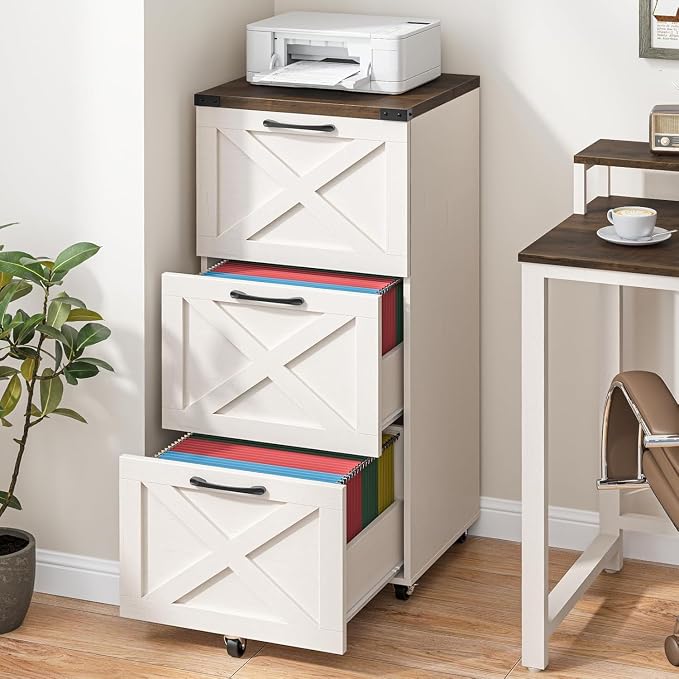 Halitaa 3 Drawers Tall Farmhouse File Cabinet - Image 2