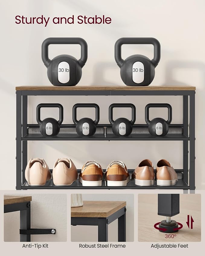 VASAGLE Shoe Rack for Entryway, Freestanding, Adjustable, Industrial | 5-Tier - Image 7