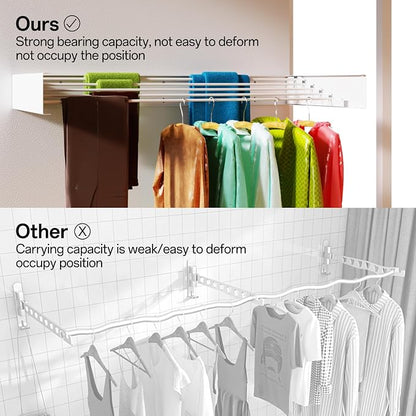 Wall Mounted Drying Rack for Laundry 40'', Folding Drying Rack Clothing Wall - Image 5