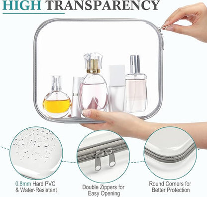 Sanwuta 6 Pcs Clear Hard Zipper Case Hard Plastic Zipper Pouches Transparent - Image 3