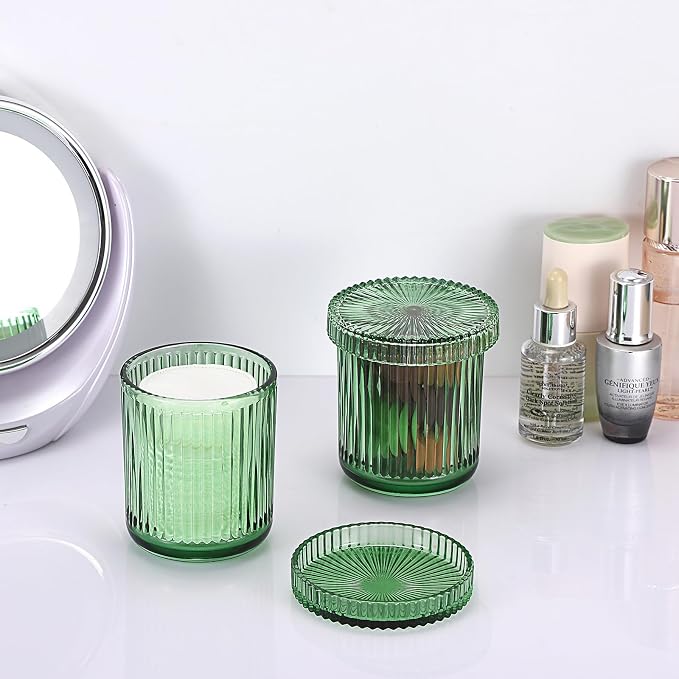 2 Pack Glass Qtip Holder with Lid, Qtip Dispenser Bathroom Storage Jars- Glass - Image 8