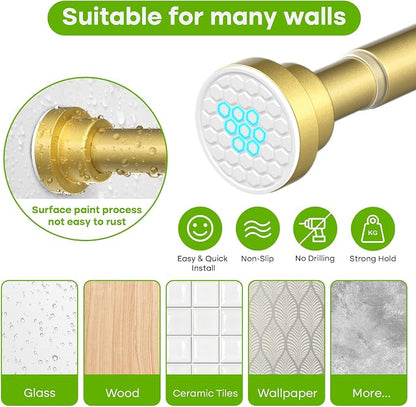 Tension Curtain Rod for Windows 28-48 Inch Curtain Rods No Drilling Gold - Image 5