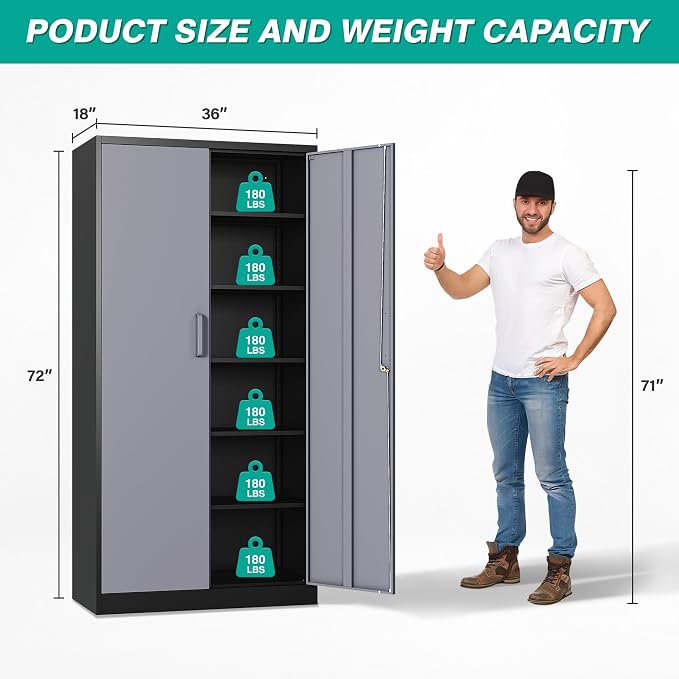 SISESOL Wide & Deep Metal Storage Cabinet - Image 3