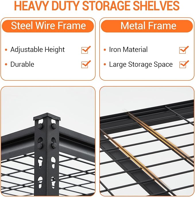 Garage Storage Shelves 5 Tiers, Heavy Duty Storage Shelving Racks - Image 4