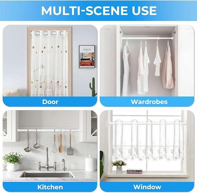 2 Pack Spring Tension Curtain Rod 28 to 39 inch, Adjustable Curtain Rods No - Image 6