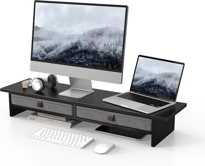Fenge Monitor Stand with Drawer, 2 Tiers Dual Monitor Riser by Fenge