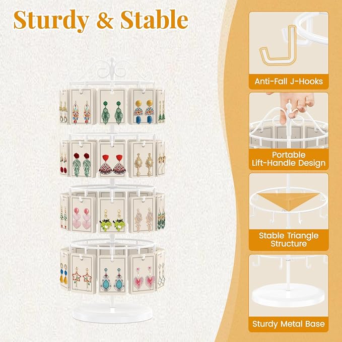 EsLuker.ly Earring Holder Organizer Rotating Display Tree Stand, Adjustable - Image 4