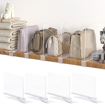 4PCS Acrylic Shelf Dividers for Closet Organization, Vertical Purse Organizer by SUNHEARTH