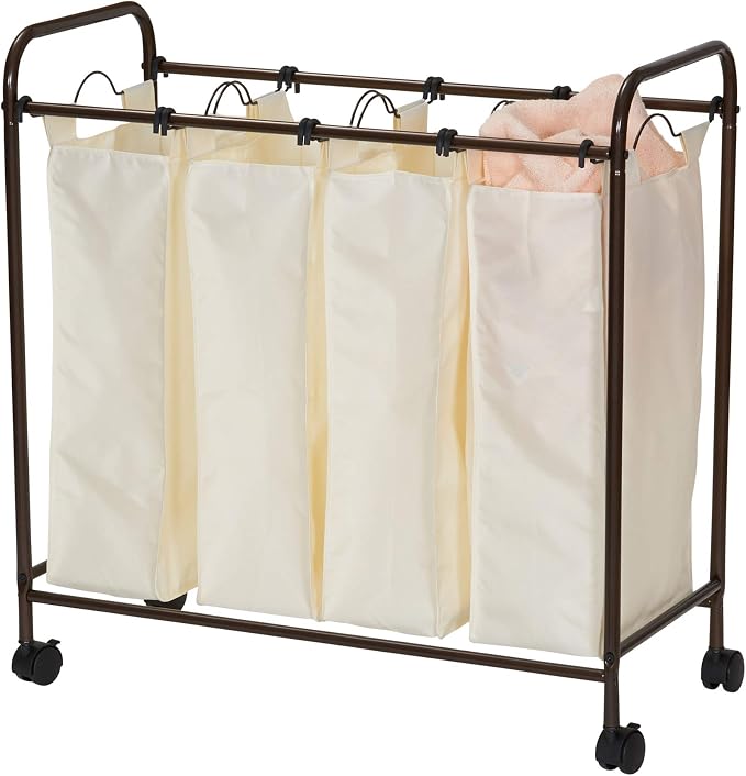 Household Essentials 7173 Rolling Quad Laundry Sorter - Image 10