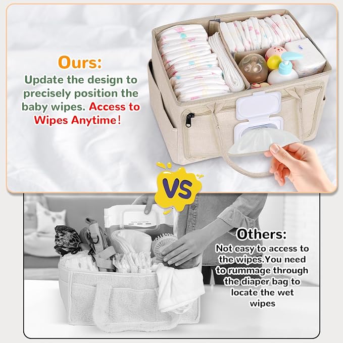 Volnamal Diaper Caddy with Wipe Dispenser One-Handed Access, Portable Car - Image 3