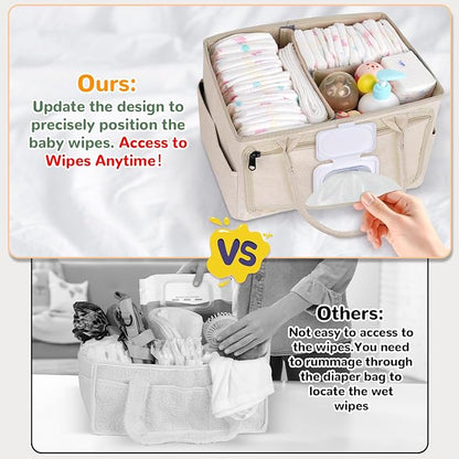 Volnamal Diaper Caddy with Wipe Dispenser One-Handed Access, Portable Car - Image 3
