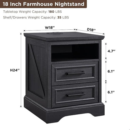 ACCOHOHO 18" Farmhouse Nightstand - Image 2