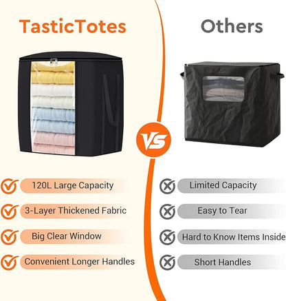 120L Extra Large Clothes Storage Bags, Foldable Blanket Storage and Organization - Image 5