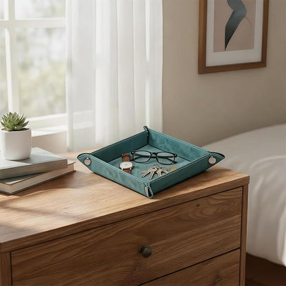 Valet Tray Desktop Storage Organizer – Vegan Leather Catchall Bedside Vanity - Image 6