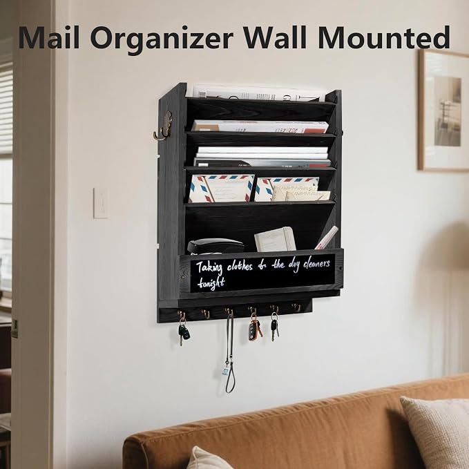 Rustic wall mail organizer, Key and Mail File Holder - Image 4