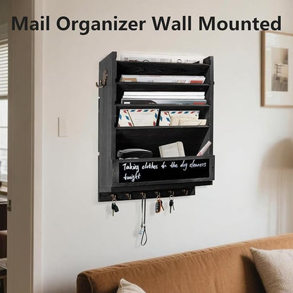 Rustic wall mail organizer, Key and Mail File Holder - Image 4