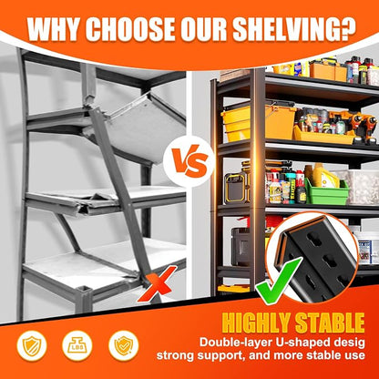 71.2" H Garage Shelving Heavy Duty Storage Shelves, Metal Adjustable Shelving - Image 6