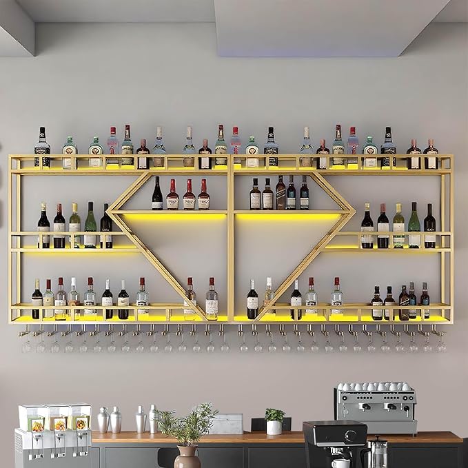 63in Large Wall Mounted Wine Rack 3 Tier Metal Wine Bottle Holder Modern by RAJYQODIS