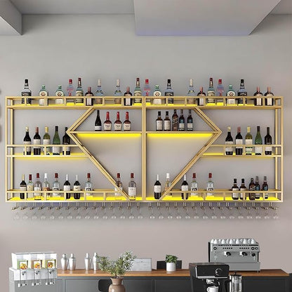 63in Large Wall Mounted Wine Rack 3 Tier Metal Wine Bottle Holder Modern by RAJYQODIS