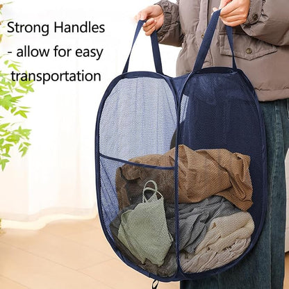 Collapsible Laundry Baskets Mesh Pop Up Laundry Basket Portable Laundry Hamper - Image 3