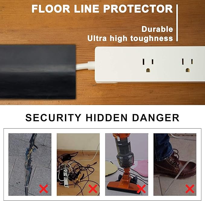 6.5Ft Floor Cord Cover Silicone Cable Protector Easy to Install Wire Organizer - Image 5