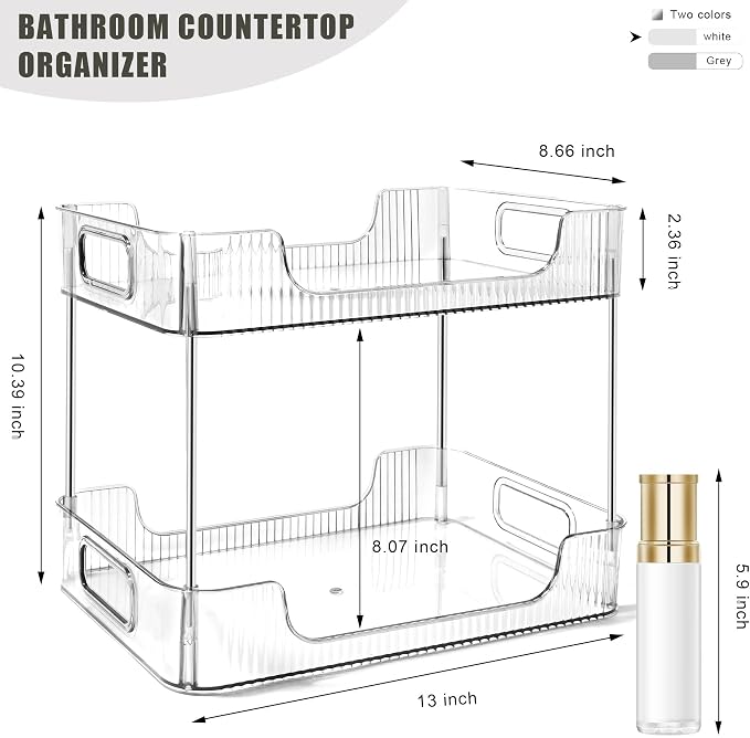 2-Tier Bathroom Counter Organizer Countertop Storage, Dresser Organizer Vanity - Image 2